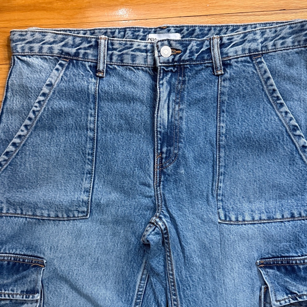 ZARA CARGO JEANS BLUE SIZE 12 B01 - Picture 3 of 7